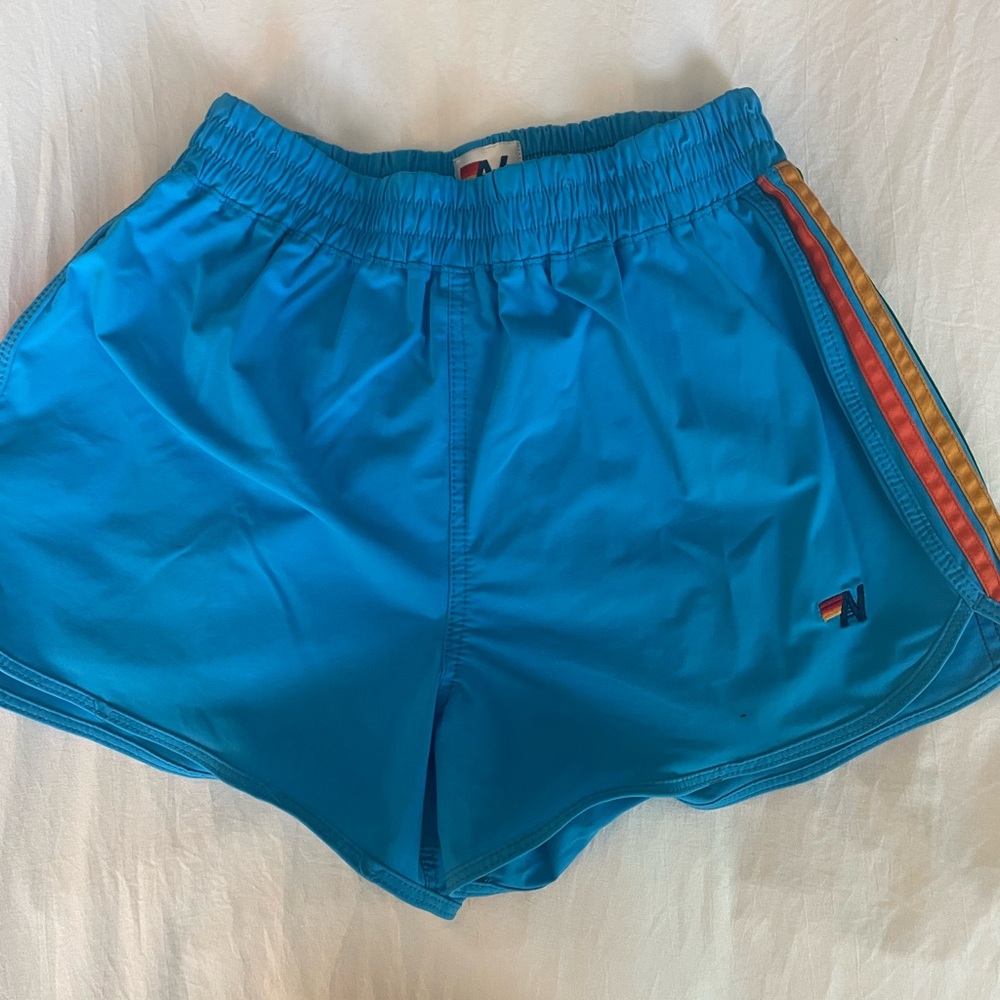 Aviator Nation Blue Athletic Shorts with Elastic Waistband